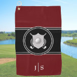 Modern Elegant Black and White Stylish Monogrammed Golf Towel<br><div class="desc">This modern and elegant black, maroon, and white golf towel has a stylish monogram that you can customise with the editing tools in the listing personalisation box. A perfect golfer gift for anyone who wants an updated classic look with hand-drawn minimalist golf motifs and a monochrome look. Create your own...</div>