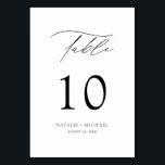 Modern Elegant Black And White Table Ten Wedding Number<br><div class="desc">This modern and elegant table number is the perfect addition to your wedding reception. The whimsical typography and black and white colour scheme give it a touch of sophistication and style. The hand lettered calligraphy script adds a personal touch to your big day. Simply click "Personalise" to add your own...</div>