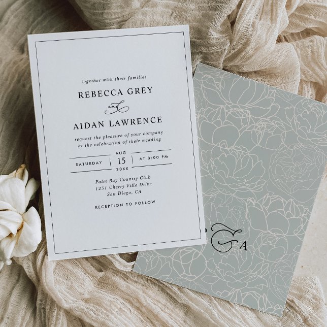 Modern Elegant Black and White Wedding Invitation (Creator Uploaded)