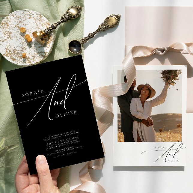 Modern Elegant Black and White Wedding Invitation (Creator Uploaded)