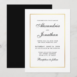 Modern Elegant Black and White Wedding Invitation
