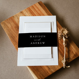 Modern Elegant Black and White Wedding Invitation Belly Band