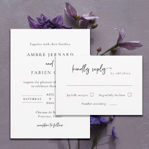 Modern Elegant Black and White Wedding RSVP Invitation