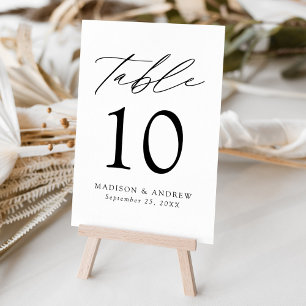 Modern Elegant Black and White Wedding Table Number