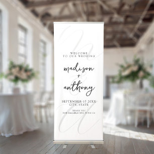 Modern Elegant Black and White Wedding Welcome Retractable Banner