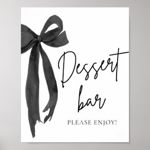 Modern Elegant Black Bow Dessert Bar Sign