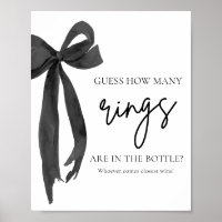 Modern Elegant Black Bow Guess How Many Rings Game