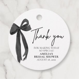 Modern Elegant Black Bow Thank you Bridal Shower Favour Tags