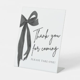 Modern Elegant Black Bow Thank You For Coming Sign