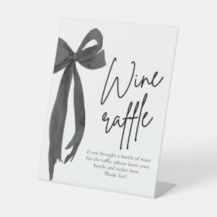 Modern Elegant Black Bow Wine Raffle Game Sign