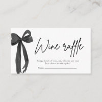 Modern Elegant Black Bow Wine Raffle Game Ticket