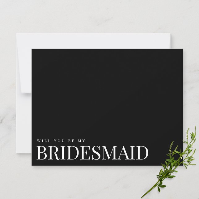 Modern & Elegant Black Bridesmaid Proposal Card (Creator Uploaded)