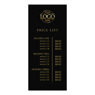 Modern Elegant Black Business Logo Menu Price List