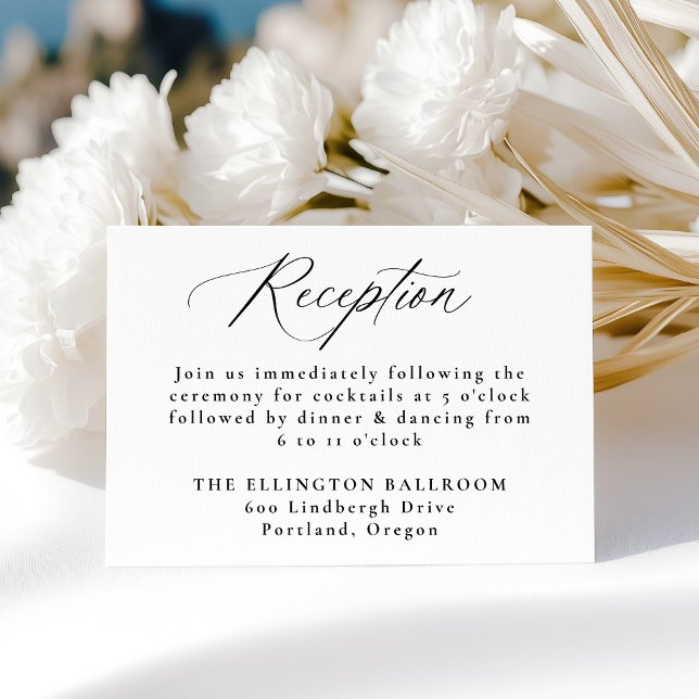 Modern Elegant Black Calligraphy Wedding Reception Enclosure Card (Creator Uploaded)