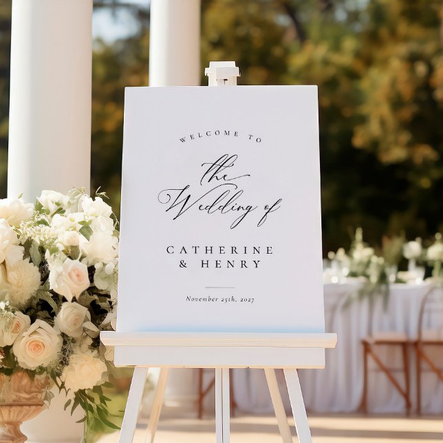 Modern Elegant Black Calligraphy Wedding Welcome Poster (Creator Uploaded)