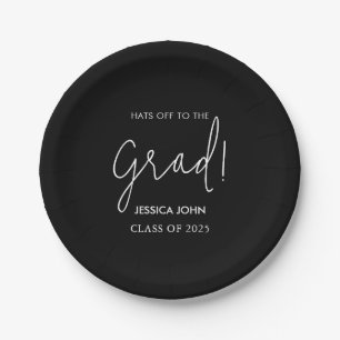 Modern Elegant Black Congratulations Graduation Paper Plate