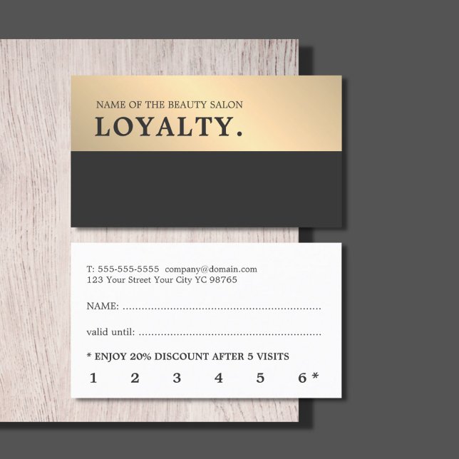 Modern Elegant Black Faux Gold Beauty  Loyalty Card (Creator Uploaded)
