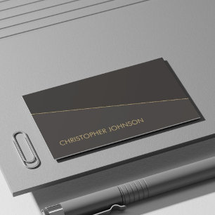 Modern Elegant Black Faux Gold Line Attorney Business Card