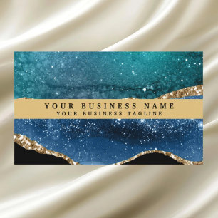 Modern Elegant Black Gold Agate Business Card
