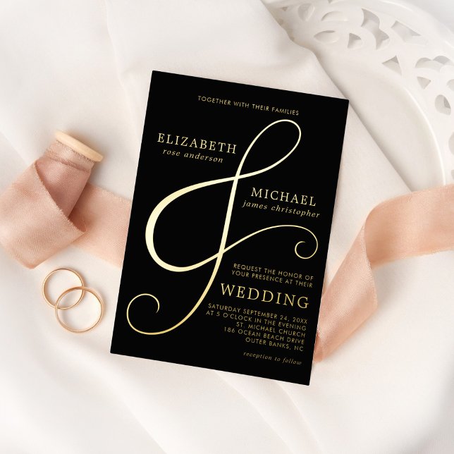 Modern Elegant Black Gold Ampersand Wedding (Creator Uploaded)