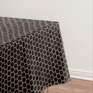Modern Elegant Black & Gold Bee Honeycomb Pattern Tablecloth