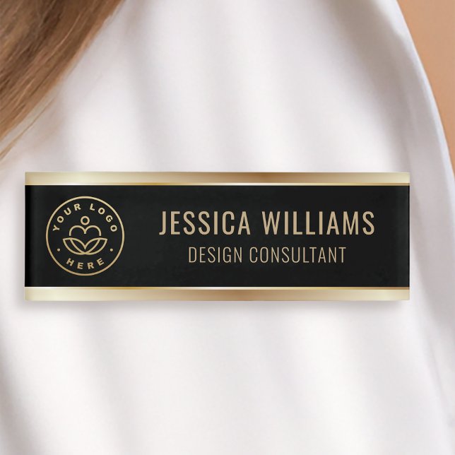 Modern Elegant Black Gold Business Logo Name Tag (Creator Uploaded)
