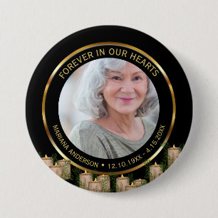 Modern Elegant Black & Gold Candles Memorial 7.5 Cm Round Badge