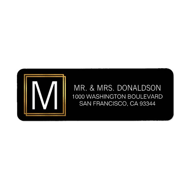 Modern Elegant Black Gold Frame Monogram Initials (Front)