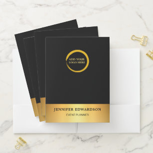 Modern elegant black gold logo professional pocket folder