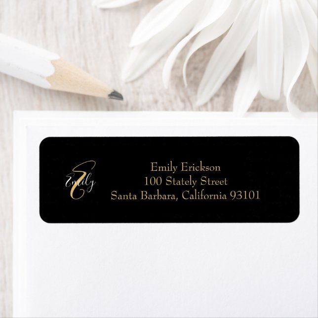 Modern Elegant Black Gold Monogram Script Name (Insitu)
