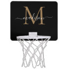 Modern Elegant Black Gold Monogram Script Name