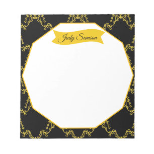 Modern Elegant Black & Gold Pattern Simple Stylish Notepad