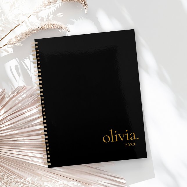 Modern Elegant Black Gold Simple Monogram Name Planner (Creator Uploaded)