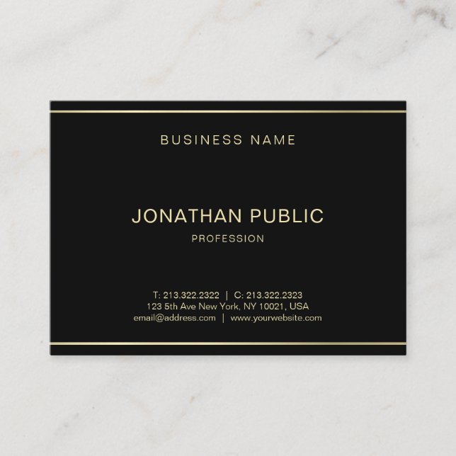 Modern Elegant Black Gold Template Luxury Trendy Business Card (Front)