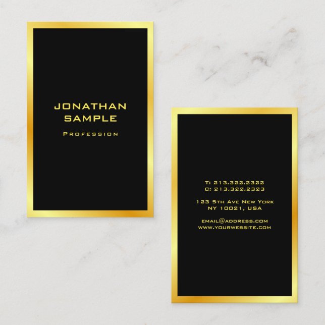 Modern Elegant Black Gold Template Professional Business Card (Front/Back)