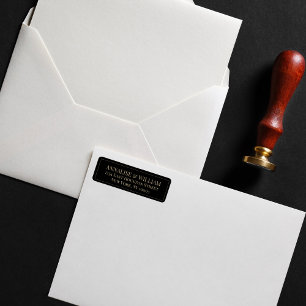 Modern Elegant Black Gold Wedding Return Address