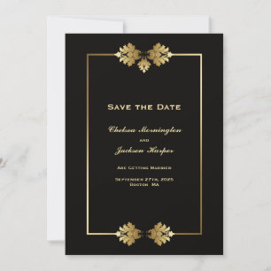 Modern Elegant Black Gold Wedding Save The Date