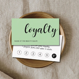 Modern Elegant Black Green White Beauty Loyalty Card
