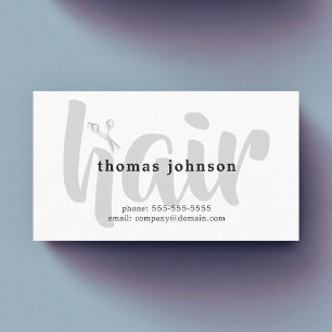 Modern Elegant Black Grey White Hair Stylist Business Card