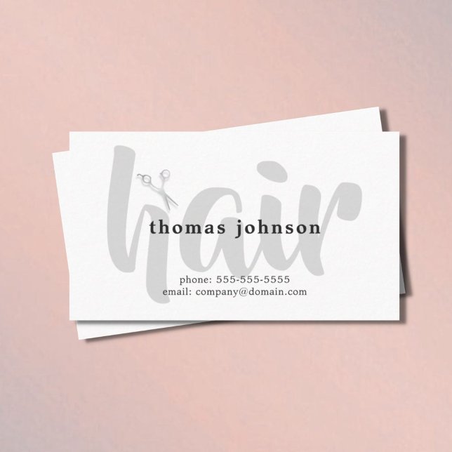 Modern Elegant Black Grey White Hair Stylist Business Card (Creator Uploaded)
