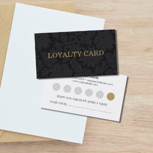 Modern Elegant Black Lace Gold Loyalty Card