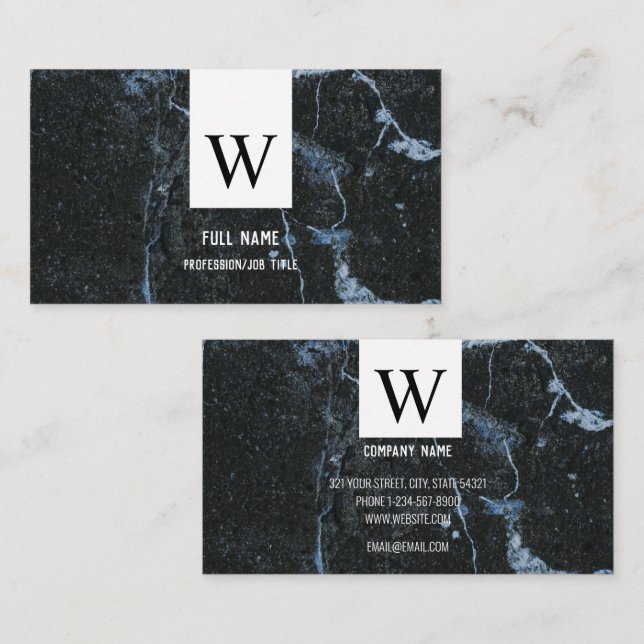 Modern Elegant Black Marble Professional Business Card (Front/Back)