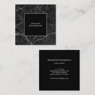 Modern elegant black marble professional square business card