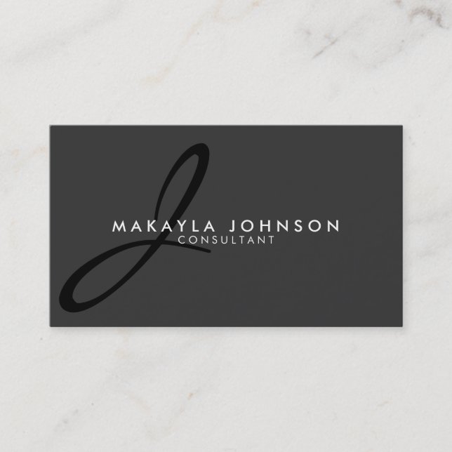 Modern & Elegant Black Monogram Professional Business Card (Front)