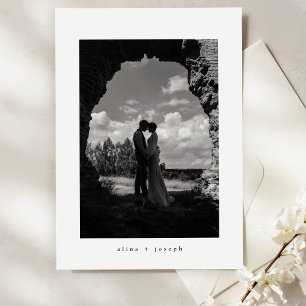 Modern Elegant Black Photo Classic Wedding Invitation