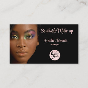 Modern Elegant Black Pink Makeup Artist  Business Card