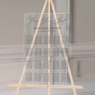 Modern Elegant Black Script 20 Table Seating Chart