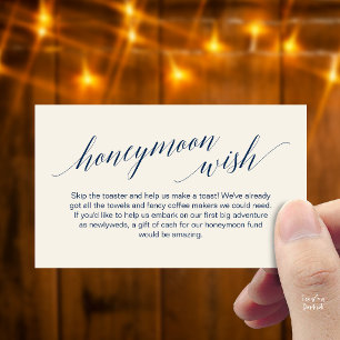 Modern Elegant Black Script Honeymoon Wish Fund Enclosure Card