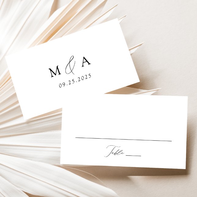 Modern Elegant Black Script Wedding Place Card (Creator Uploaded)