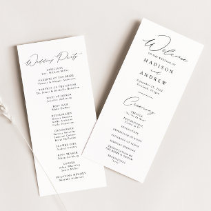 Modern Elegant Black Script Wedding Program